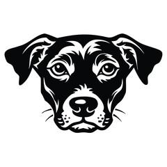 create a dog head silhouette vector with white background