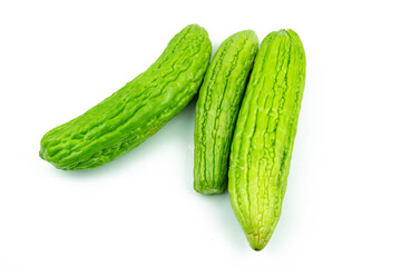 Bitter gourd or bitter melon (Momordica Charantia) isolated on white background