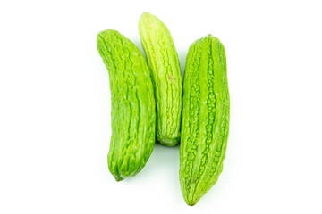 Bitter gourd or bitter melon (Momordica Charantia) isolated on white background