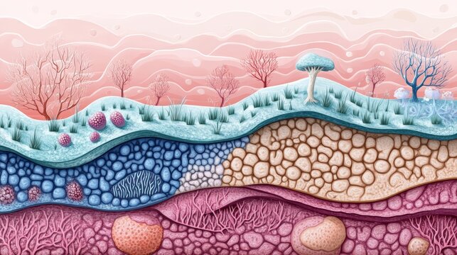 Skin Epidermis Layers Illustration   Stratum Corneum  Granulosum  Spinosum  Basale   Hair 