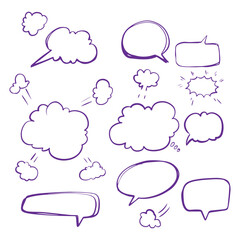 Hand drawn Illustration doodle Set of Speech Bubble Sketch line vector scribble.