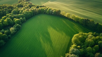 Aerial View of Green Landscape with Drones and AI