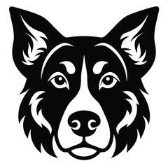 create a dog head silhouette vector with white background