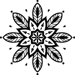 Mandala Line Art Easy Circular Pattern in Form of Mandala With Flower for Henna, Mehndi, Tattoo, Decoration Decorative Ornament in Ethnic Oriental Style.