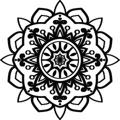 Mandala Line Art Vector Circular Pattern in Form of Mandala With Flower for Henna, Mehndi, Tattoo, Decoration Decorative Ornament in Ethnic Oriental Style.