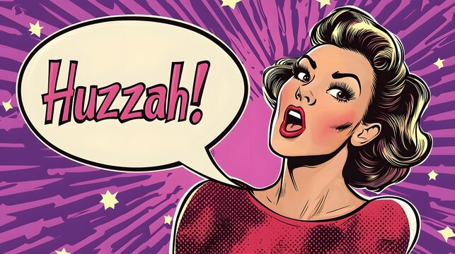 Pop Art Woman Shouting Huzzah!.