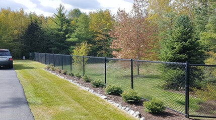 Durable Chain Link Fences in Classic Silver Metal for Security and Boundaries. Sturdy Interwoven Metal Links Providing Transparent Barriers, Ideal for Commercial, Residential, and Industrial Use.