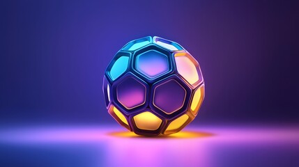 Naklejka premium Abstract Geometric Sphere with Neon Lights.