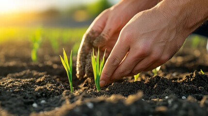 Traditional Rice Planting Method in Rural Setting