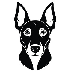 create a dog head silhouette vector with white background