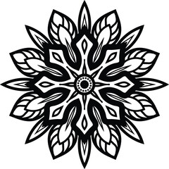 Real Flower Mandala Circular Pattern in Form of Mandala With Flower for Henna, Mehndi, Tattoo, Decoration Decorative Ornament in Ethnic Oriental Style.