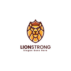 Vector Logo Illustration Lion Simple Mascot Style
