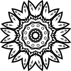 Simple Flower Mandala Art Circular Pattern in Form of Mandala With Flower for Henna, Mehndi, Tattoo, Decoration Decorative Ornament in Ethnic Oriental Style.