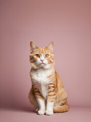 Obraz premium A cat sits against a plain background