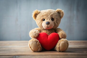 Obraz premium teddy bear with heart and christmas decorations