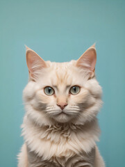 Obraz premium A cat sits against a plain background