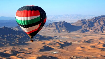 Obraz premium Hot Air Balloon in National Flag Colors Over Desert