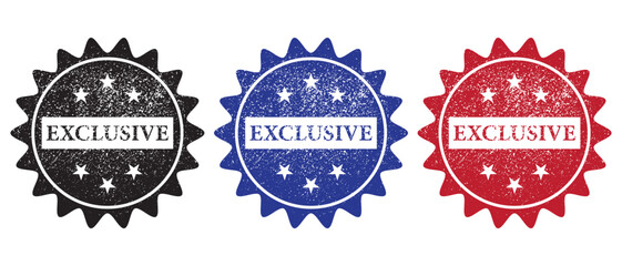 Exclusive Stamp Icon vector. exclusive stamp Sticker text Isolated on White Background. exclusive badge on vector illustration.