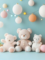 Festive Plush Toys and Colorful Lights in a Cozy Playroom Scene