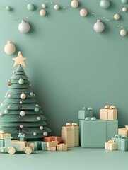 Festive Christmas Playroom with Tree and Holiday Toys in 3D