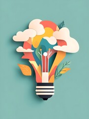 Innovative Ideation and Creative Thinking Visualized in a Vibrant Flat Design