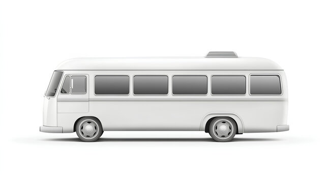 Modern white tour bus with large windows isolated on white background 
