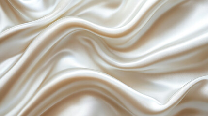Obraz premium Luxurious, smooth ivory silk fabric with elegant folds creates soft, flowing texture. gentle waves and shimmering surface evoke sense of sophistication and grace