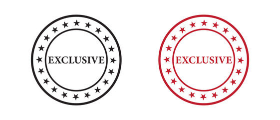 Exclusive Stamp Icon vector. exclusive stamp Sticker text Isolated on White Background. exclusive badge on vector illustration.