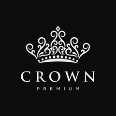 Creative Linear Crown Logo Design for Boutique, Jewelry and Wedding Design Concept Vector Illustration Symbol Icon