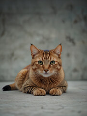 Obraz premium A cat sits against a plain background