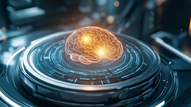 Futuristic Brain Scan with Glowing Pathways