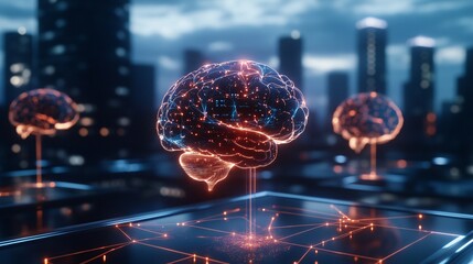 Futuristic City with Enhanced Human Cognition by AI