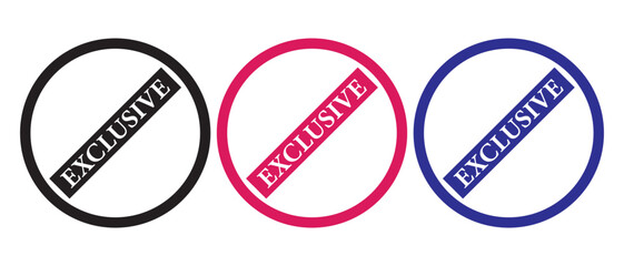 Exclusive Stamp Icon vector. exclusive stamp Sticker text Isolated on White Background. exclusive badge on vector illustration.
