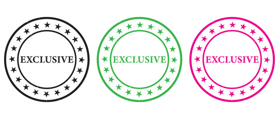 Obraz premium Exclusive Stamp Icon vector. exclusive stamp Sticker text Isolated on White Background. exclusive badge on vector illustration.