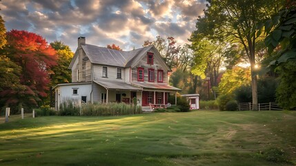 Wonderful farmhouse encompassed by red demonstrations
