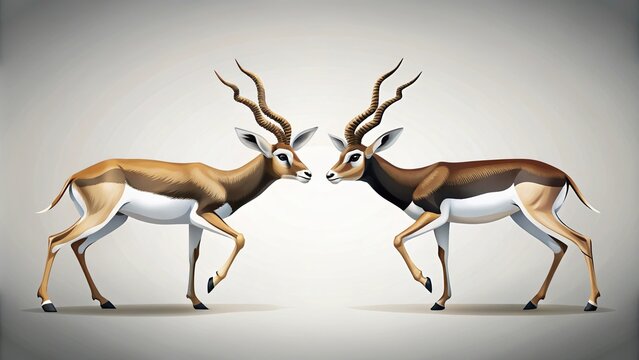 Territorial fight between two blackbucks locking horns