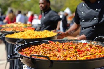 Obraz premium Community Block Party with Vibrant Food Stations