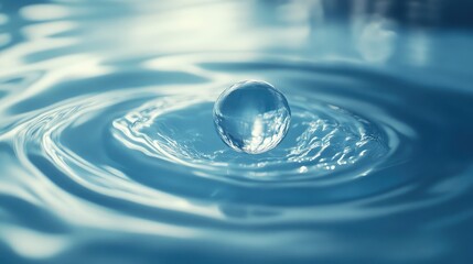 Water Droplet Falling into Calm Water Surface