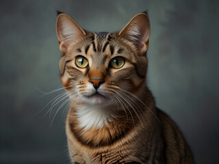 Obraz premium A cat sits against a plain background