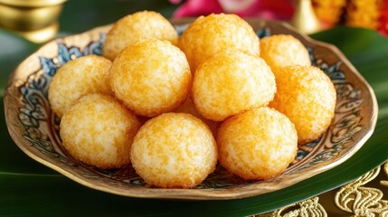 Golden Sweet Treats on Decorative Plate