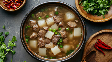 Nutritious and delicious beef brisket and radish soup