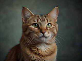 Obraz premium A cat sits against a plain background