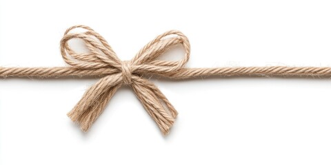 A single string of twine with a bow on a white background
