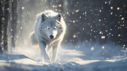 Obraz premium Arctic Wolf in Winter Wonderland