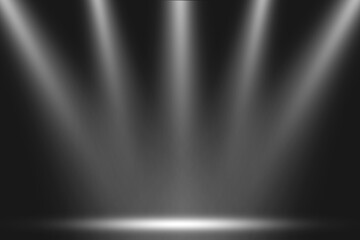 Bright white spotlight illuminates the entertainment background