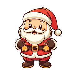 Stickers of a Christmas Santa Claus holding bells in his hands