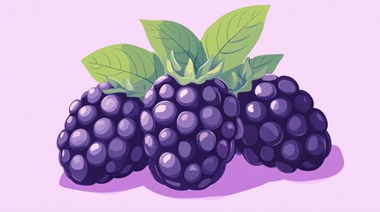 Fresh and vibrant blackberries with green leaves, perfect for fruit-themed designs and healthy lifestyle concepts.