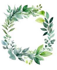 Watercolor Greenery Wreath