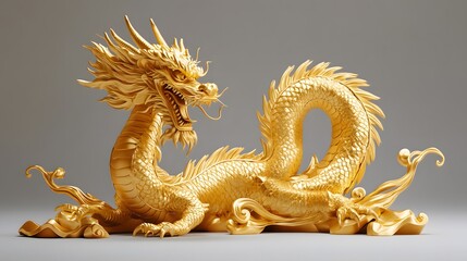Fototapeta premium Intricate dragon design crafted in gold for New Year decoration