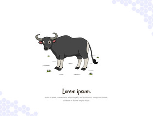 Vector art for wall decoration landscap Cartoon Banteng